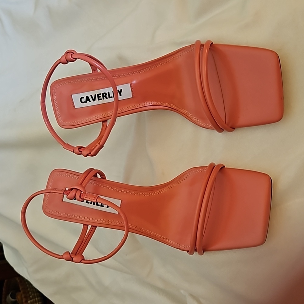 CAVERLEY Flamingo Pink Kolt Leather Dressy Strappy Slingback Kitten Heels - Picture 2 of 13